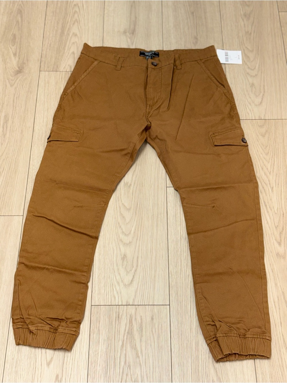 Forever 21 Men’s Large Brown Cargo Pants Utility Jogger Tapered Ankle